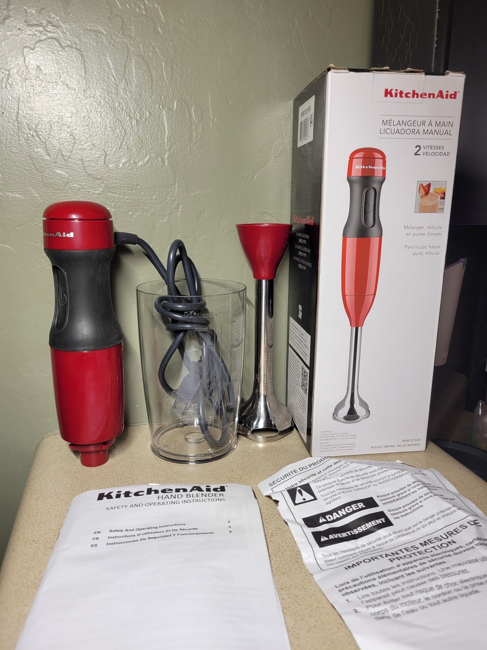 KitchenAid Red Hand Blender - 2-Speed Immersion Mixer
